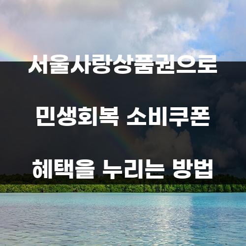 서울사랑상품권으로 민생회복 소비쿠폰 혜택을 누리는 방법
