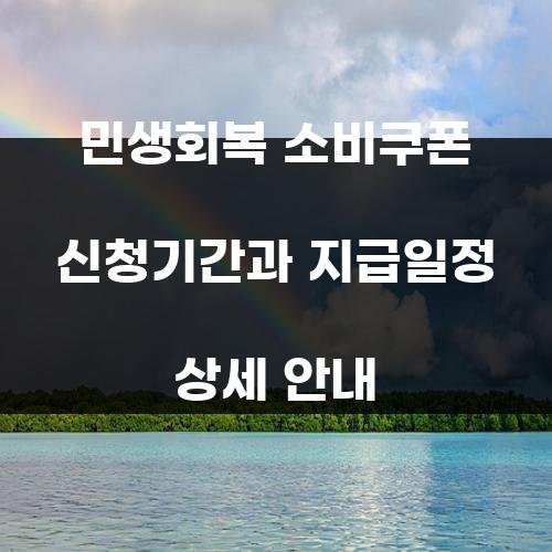민생회복 소비쿠폰 신청기간과 지급일정 상세 안내